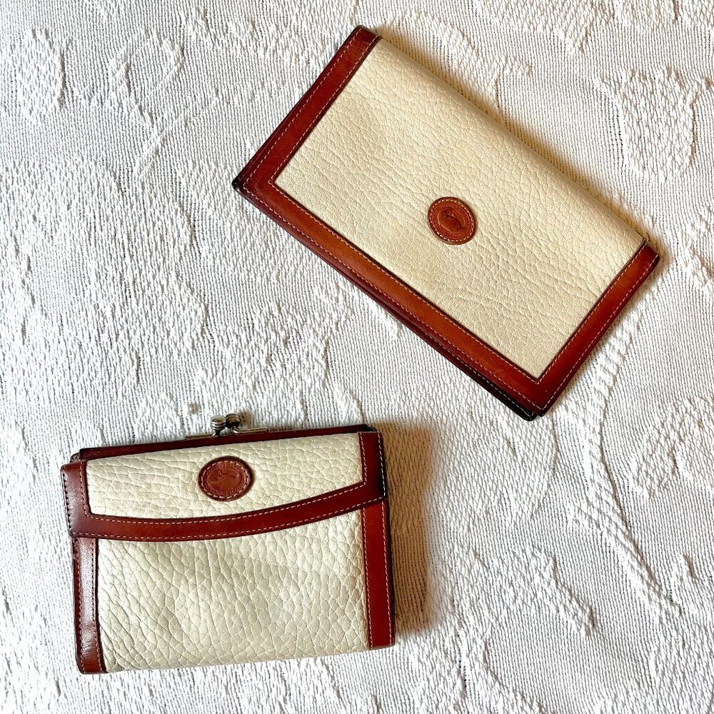 Dooney and Bourke All Weather Leather Bone matching Wallet and Checkbook